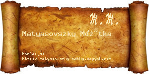 Matyasovszky Mátka névjegykártya